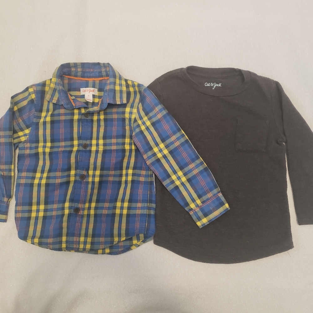 2 Cat & Jack Long Sleeve Shirts 3T